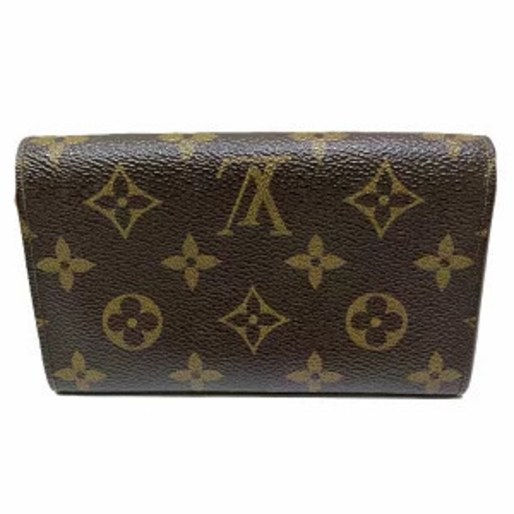 Louis Vuitton fold Toile Monogram Trsor Portemonnaie wallet Bi Billet Brown